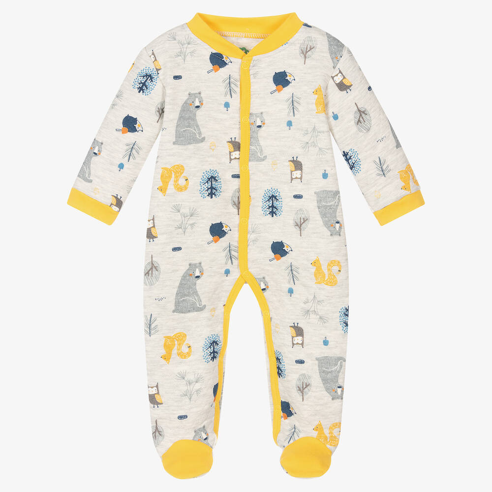 FS Baby - Boys Grey Woodland Animal Babygrow | Childrensalon