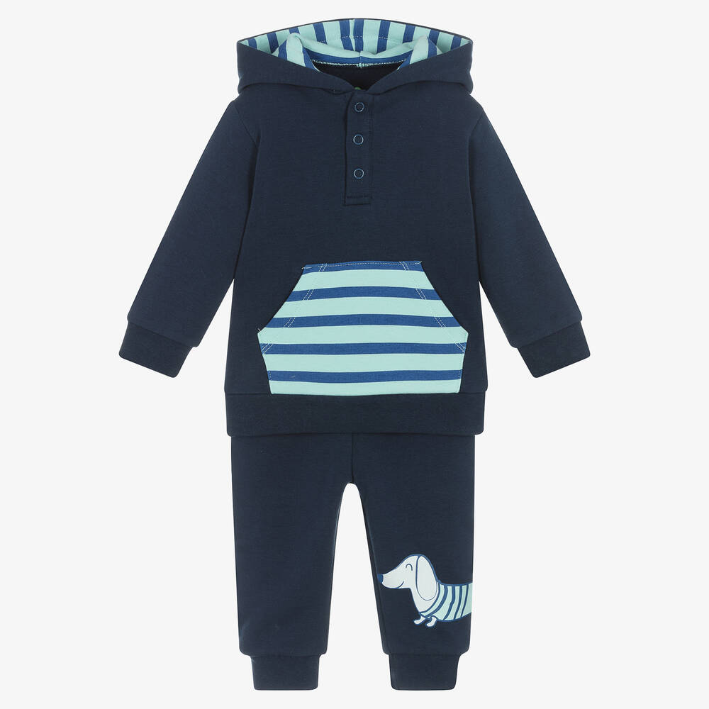 FS Baby - Boys Navy Blue Cotton Trouser Set | Childrensalon