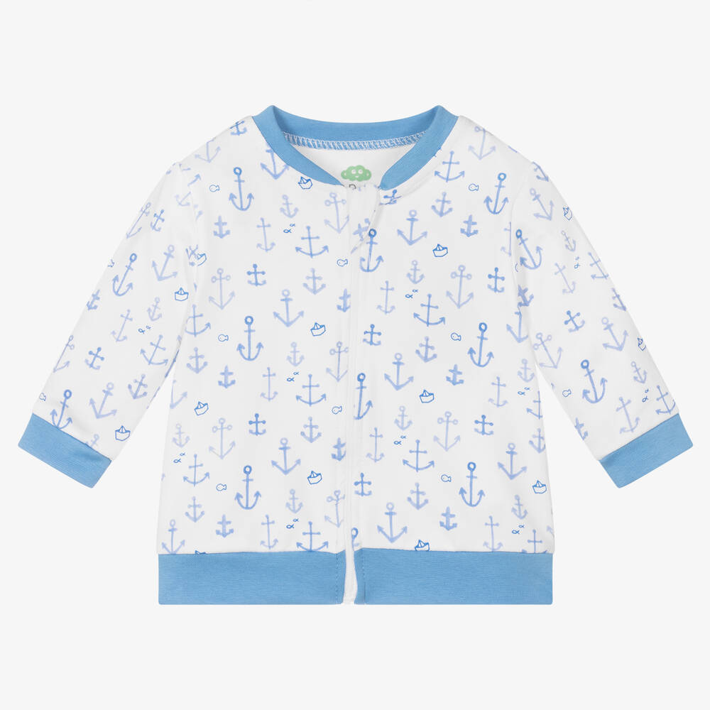 FS Baby - Boys White & Blue Zip-Up Top | Childrensalon