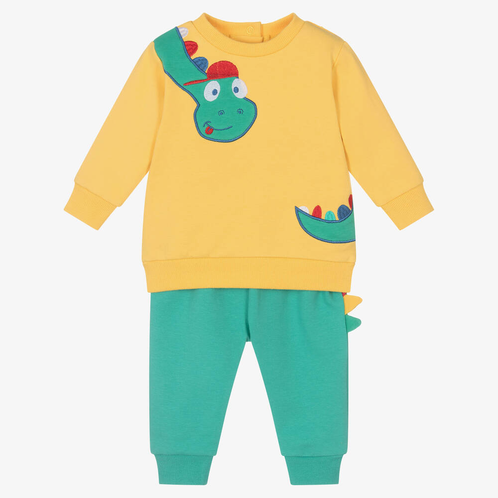 FS Baby - Boys Yellow & Green Cotton Trouser Set | Childrensalon