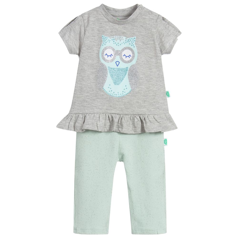 FS Baby - Girls Grey & Green Trouser Set | Childrensalon
