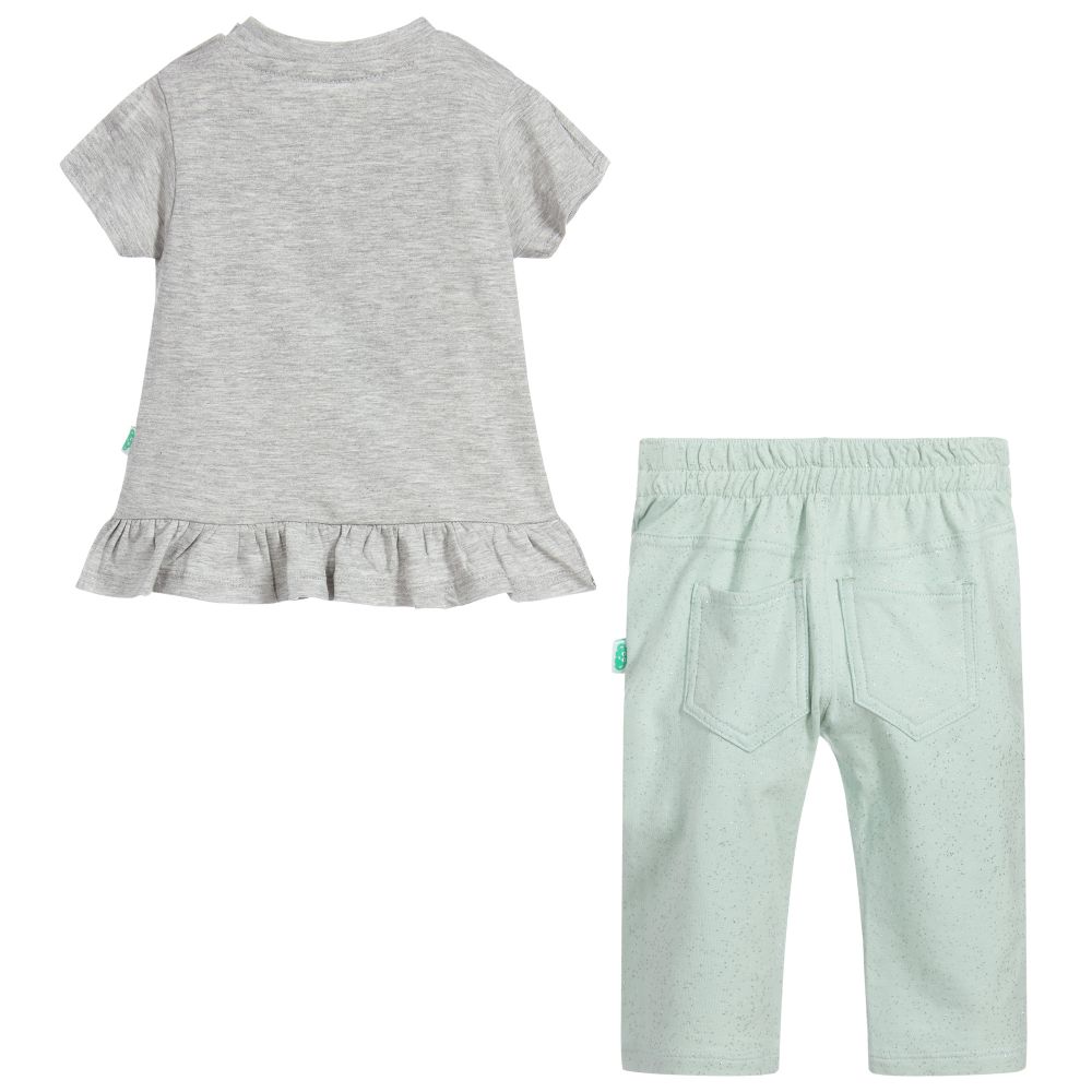FS Baby-Girls Grey & Green Trouser Set | Childrensalon Outlet