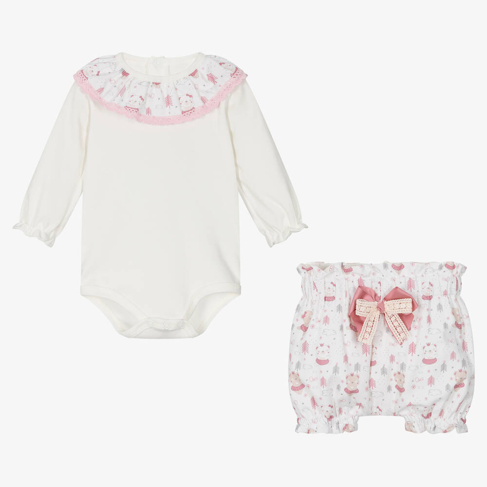 FS Baby - Girls Ivory Cotton Bodysuit Set | Childrensalon