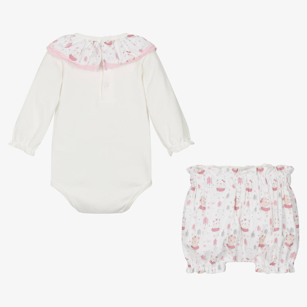 FS Baby-Girls Ivory Cotton Bodysuit Set | Childrensalon Outlet