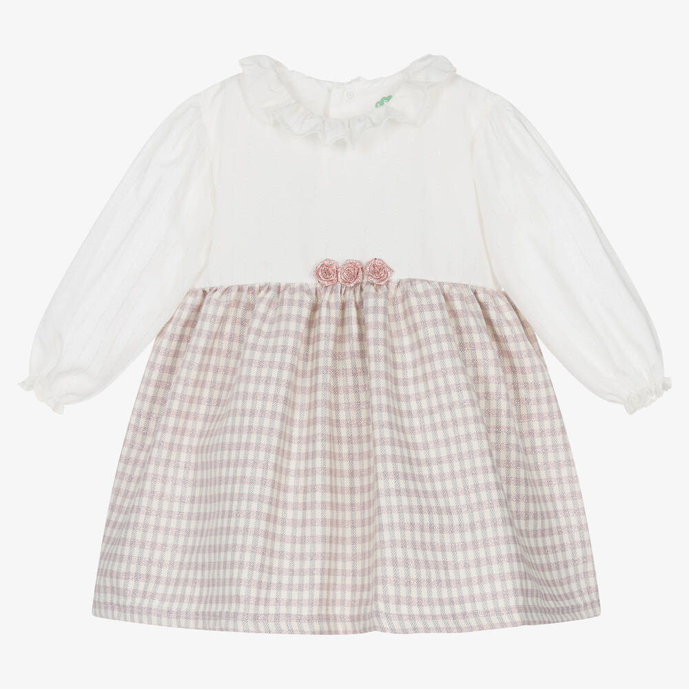FS Baby - Girls Ivory & Pink Check Dress | Childrensalon