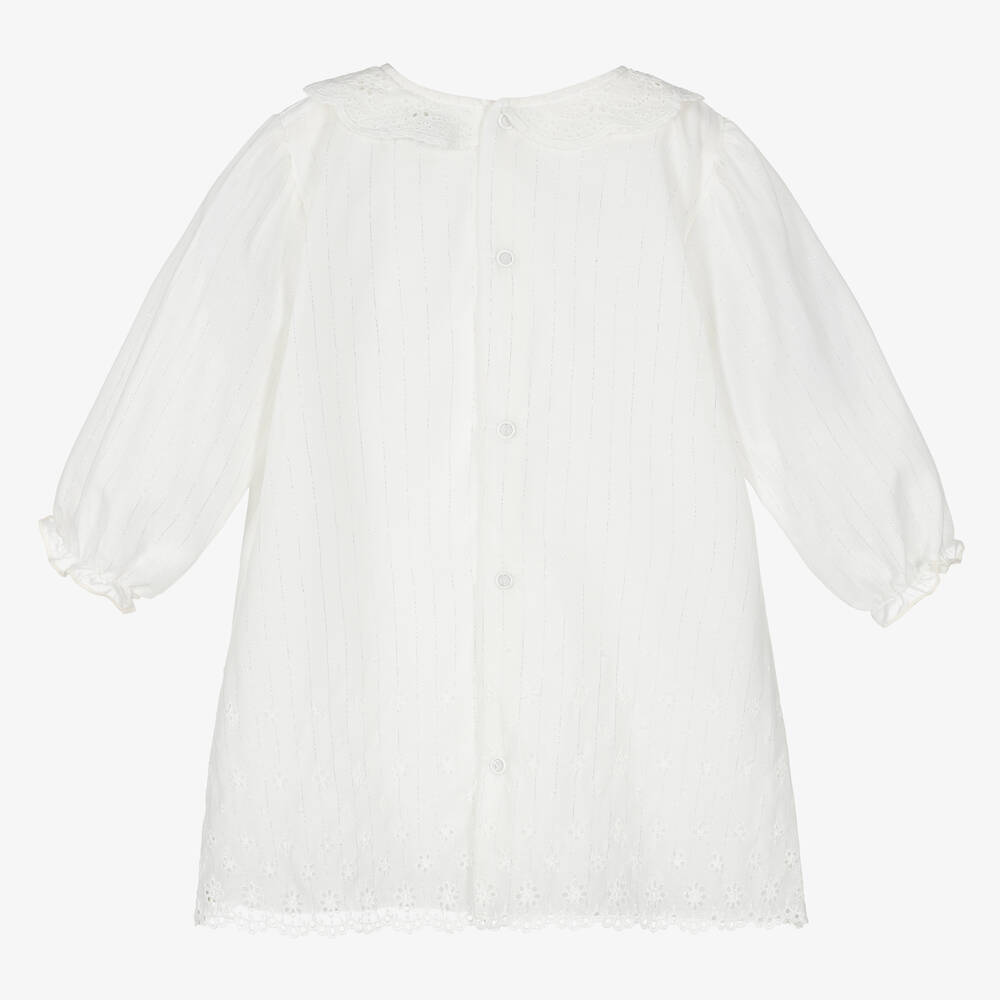 FS Baby-Girls Ivory Silver Striped Dress | Childrensalon Outlet