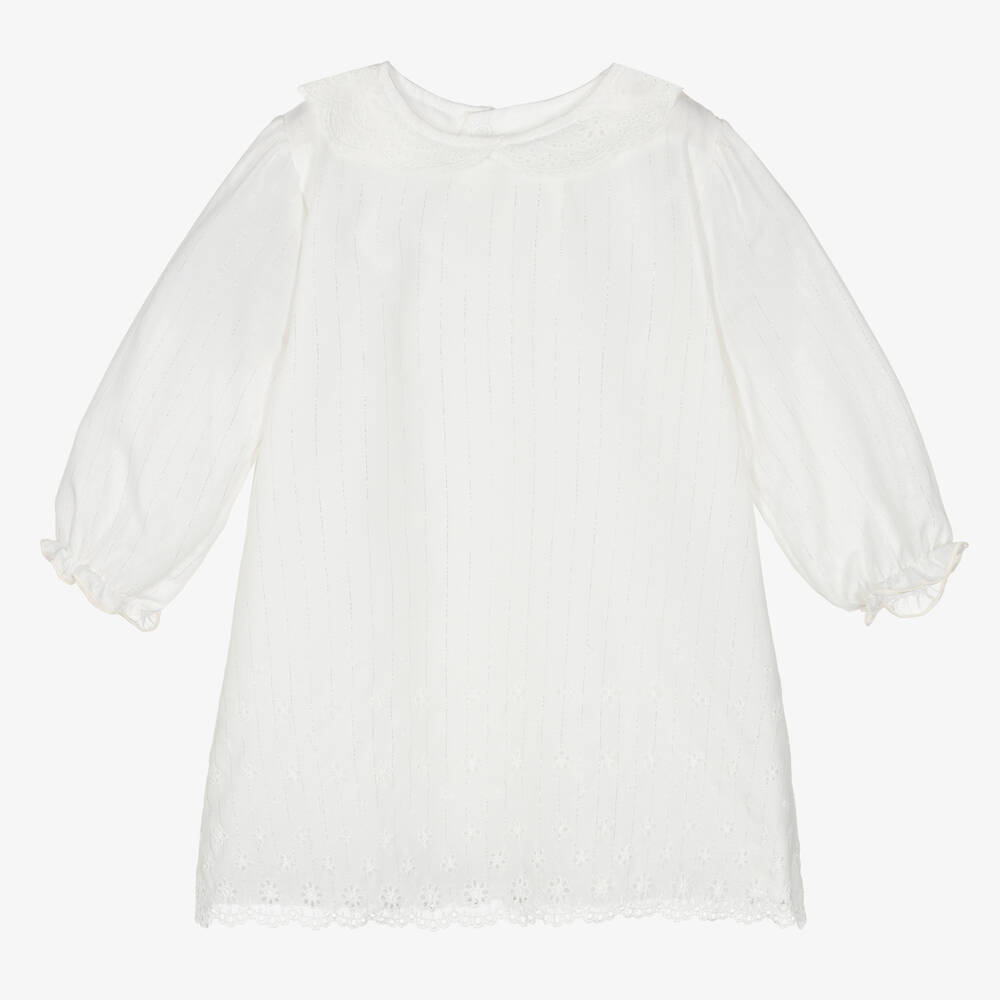 FS Baby-Girls Ivory Silver Striped Dress | Childrensalon Outlet
