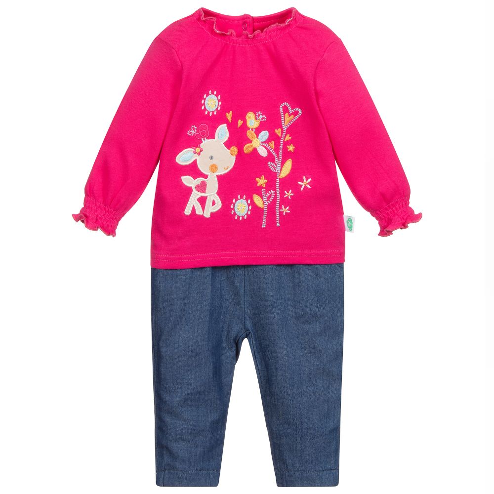 FS Baby - Girls Pink & Blue Trousers Set | Childrensalon