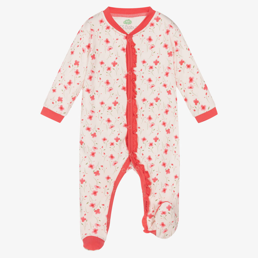 FS Baby-Girls Pink Cotton Babygrow | Childrensalon Outlet