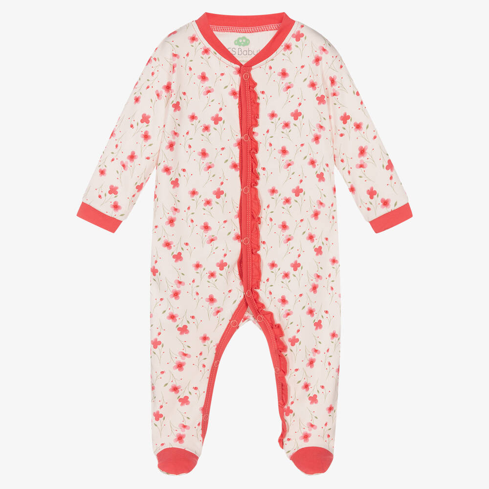 FS Baby - Girls Pink Cotton Babygrow | Childrensalon
