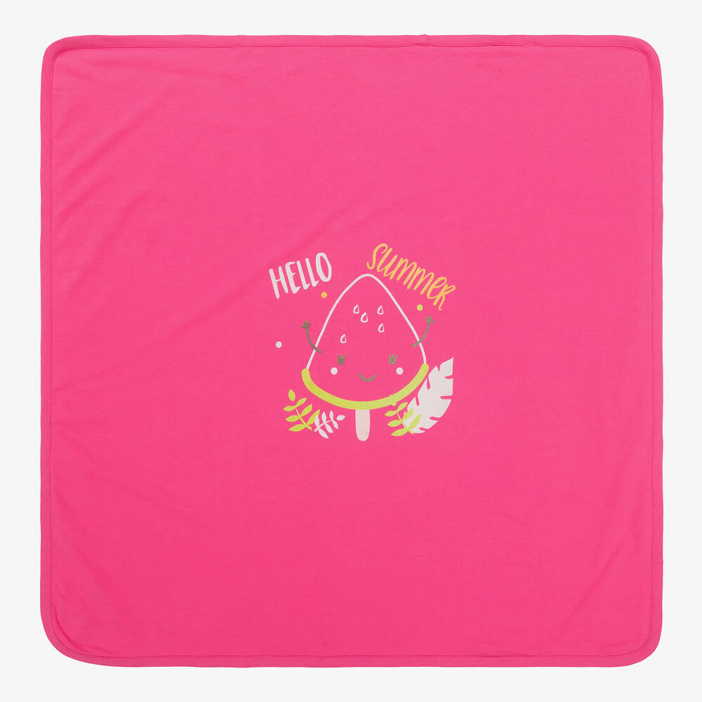 FS Baby - Girls Pink Cotton Jersey Blanket (80cm) | Childrensalon