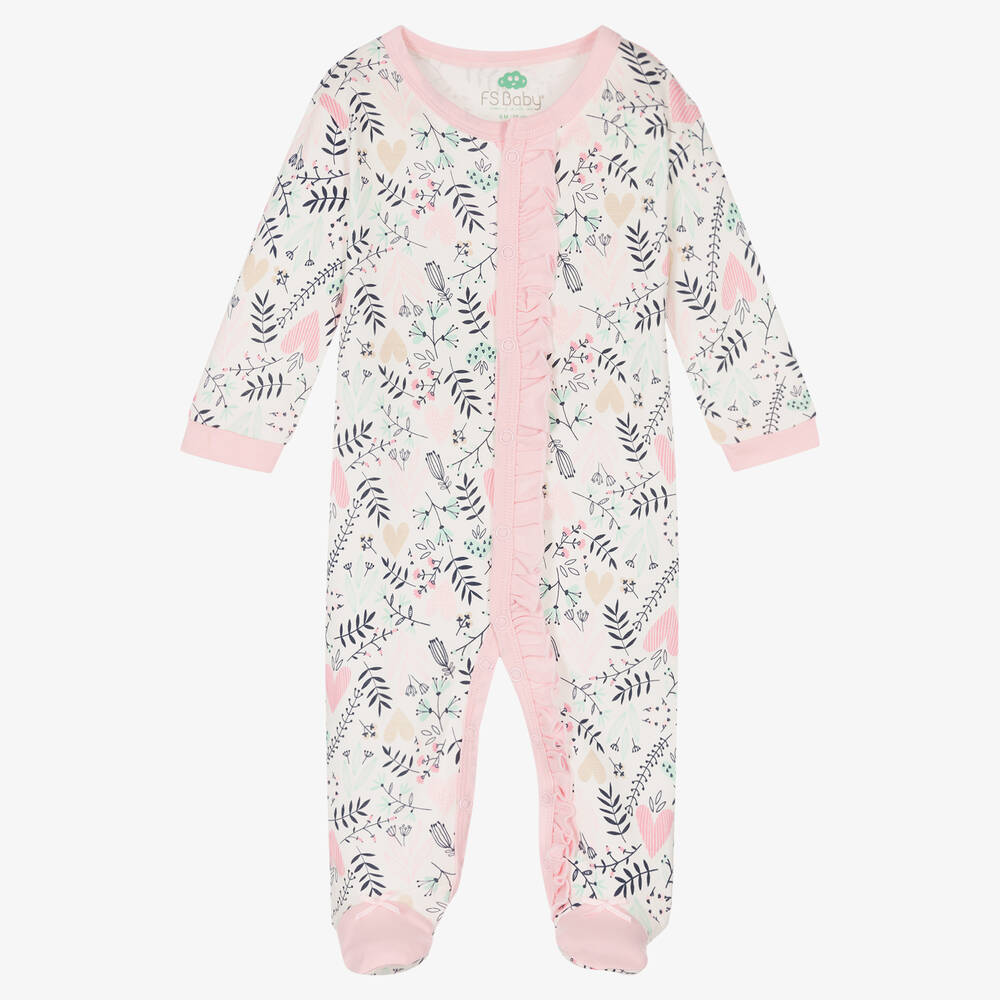 FS Baby - Girls Pink Floral Babygrow | Childrensalon