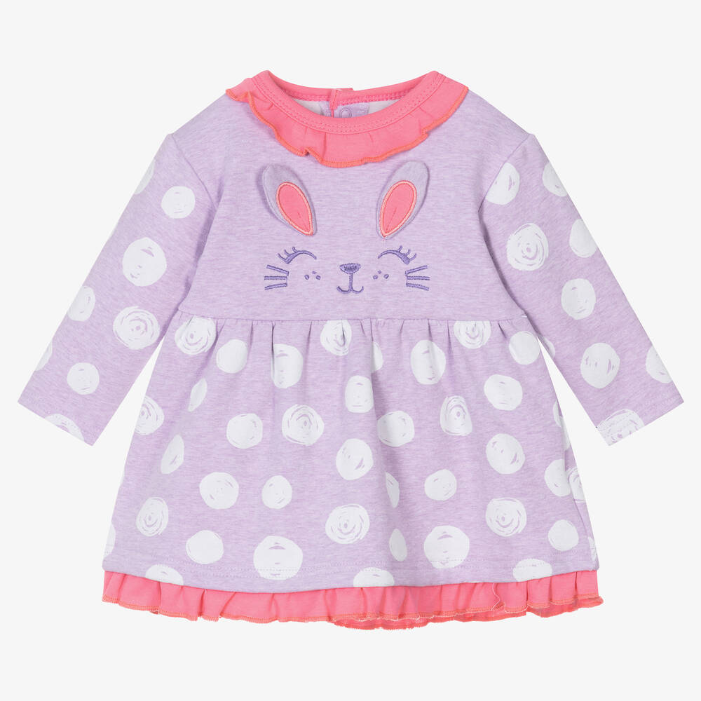 FS Baby - Girls Purple Cat Cotton Dress | Childrensalon