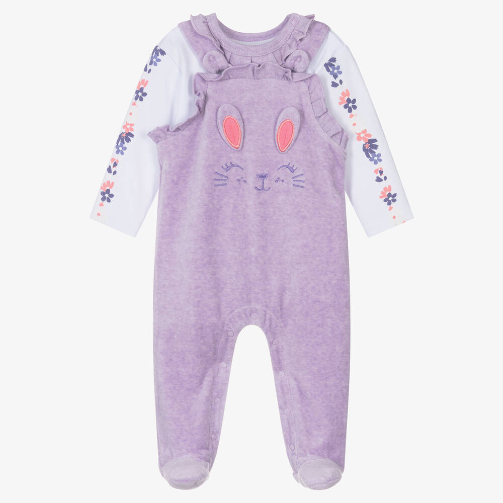 FS Baby - Girls Purple Velour Babysuit Set | Childrensalon