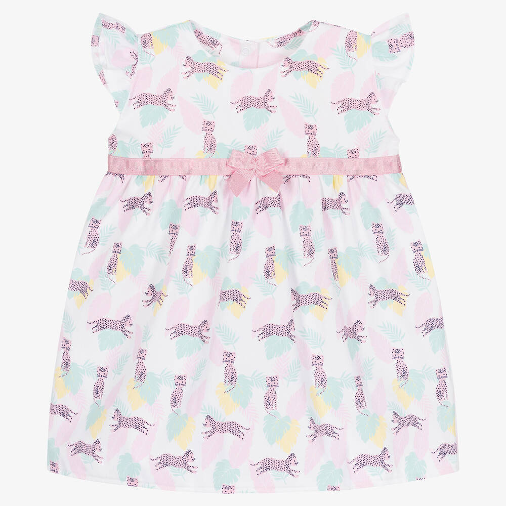 FS Baby - Girls White & Pink Cotton Dress | Childrensalon