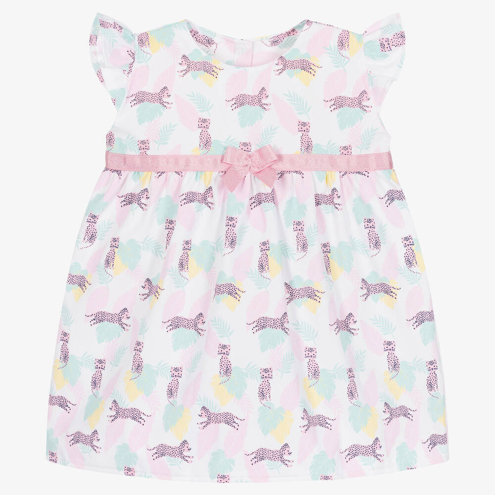 FS Baby-Girls White & Pink Cotton Dress | Childrensalon Outlet