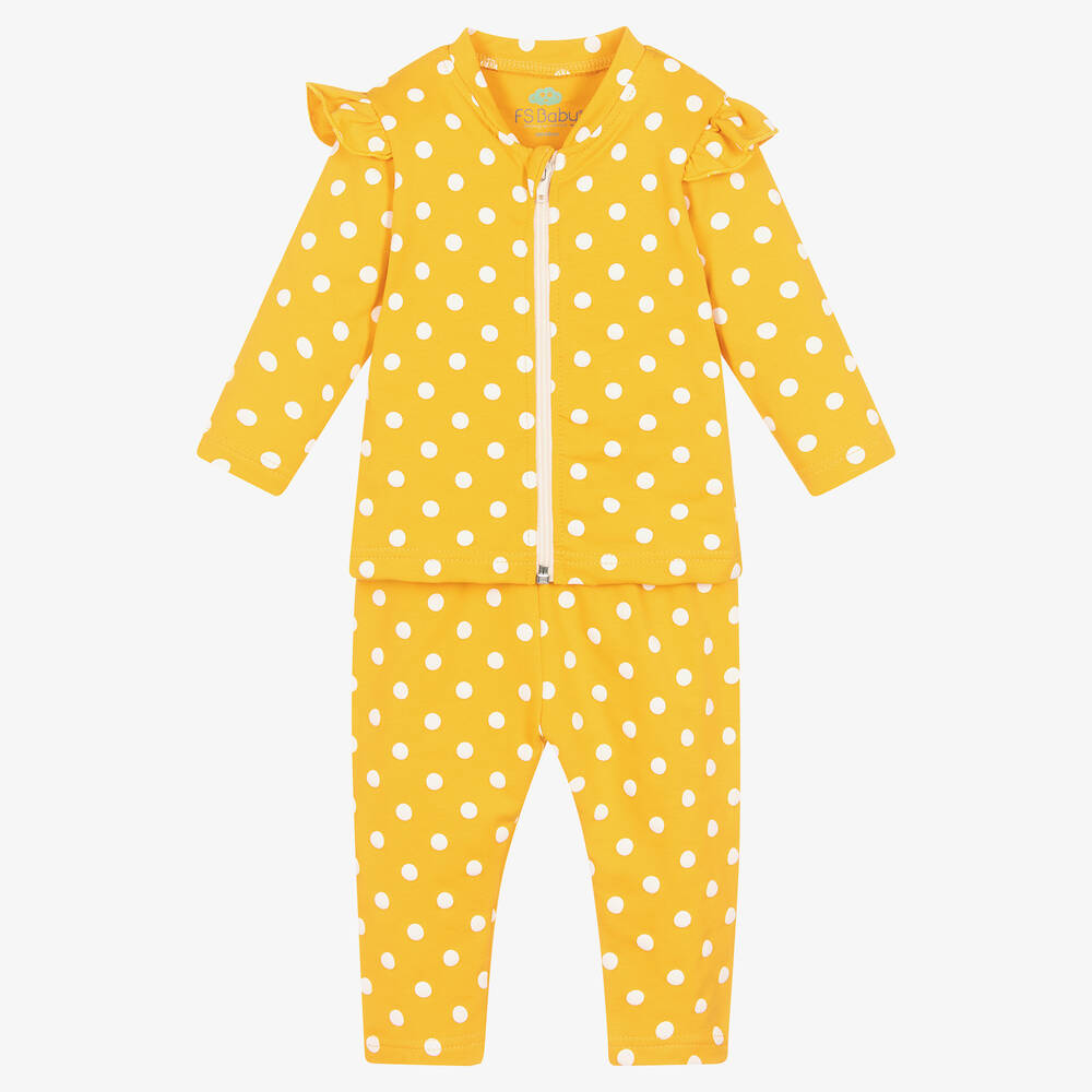 FS Baby - Girls Yellow Polka Dot Leggings Set | Childrensalon