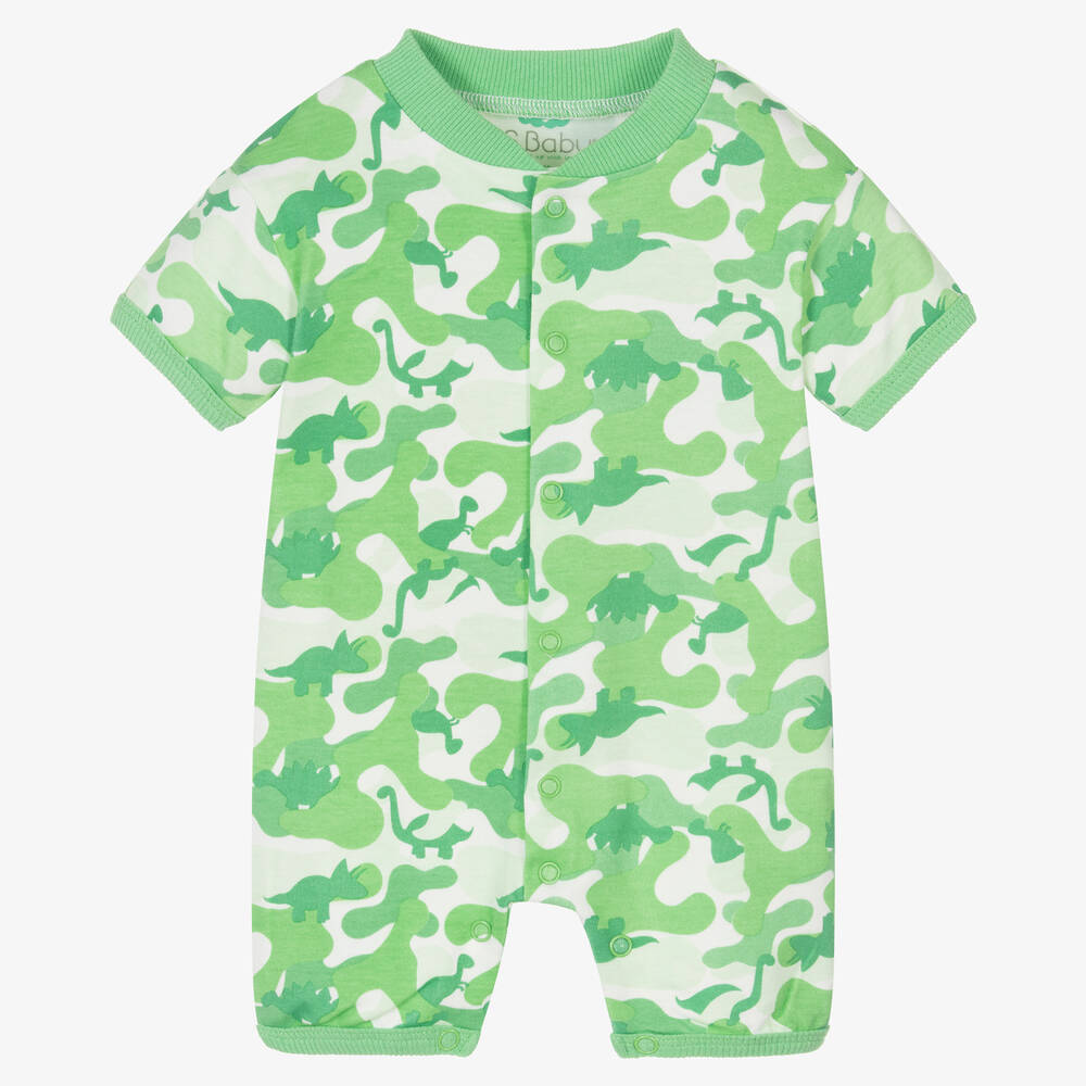 FS Baby - Green Cotton Dinosaur Baby Shortie | Childrensalon