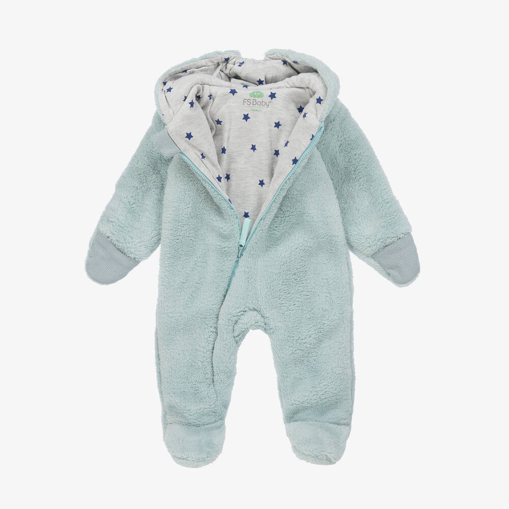FS Baby-Green Faux Fur Hooded Baby Pramsuit | Childrensalon Outlet