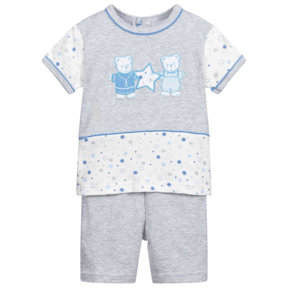 FS Baby - Grey Cotton Shorts Set | Childrensalon