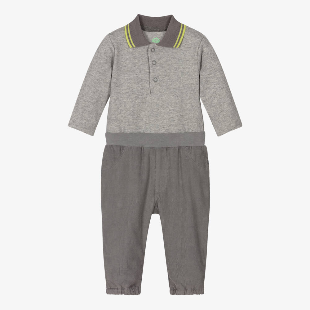 FS Baby-Grey Cotton Trousers Set | Childrensalon Outlet