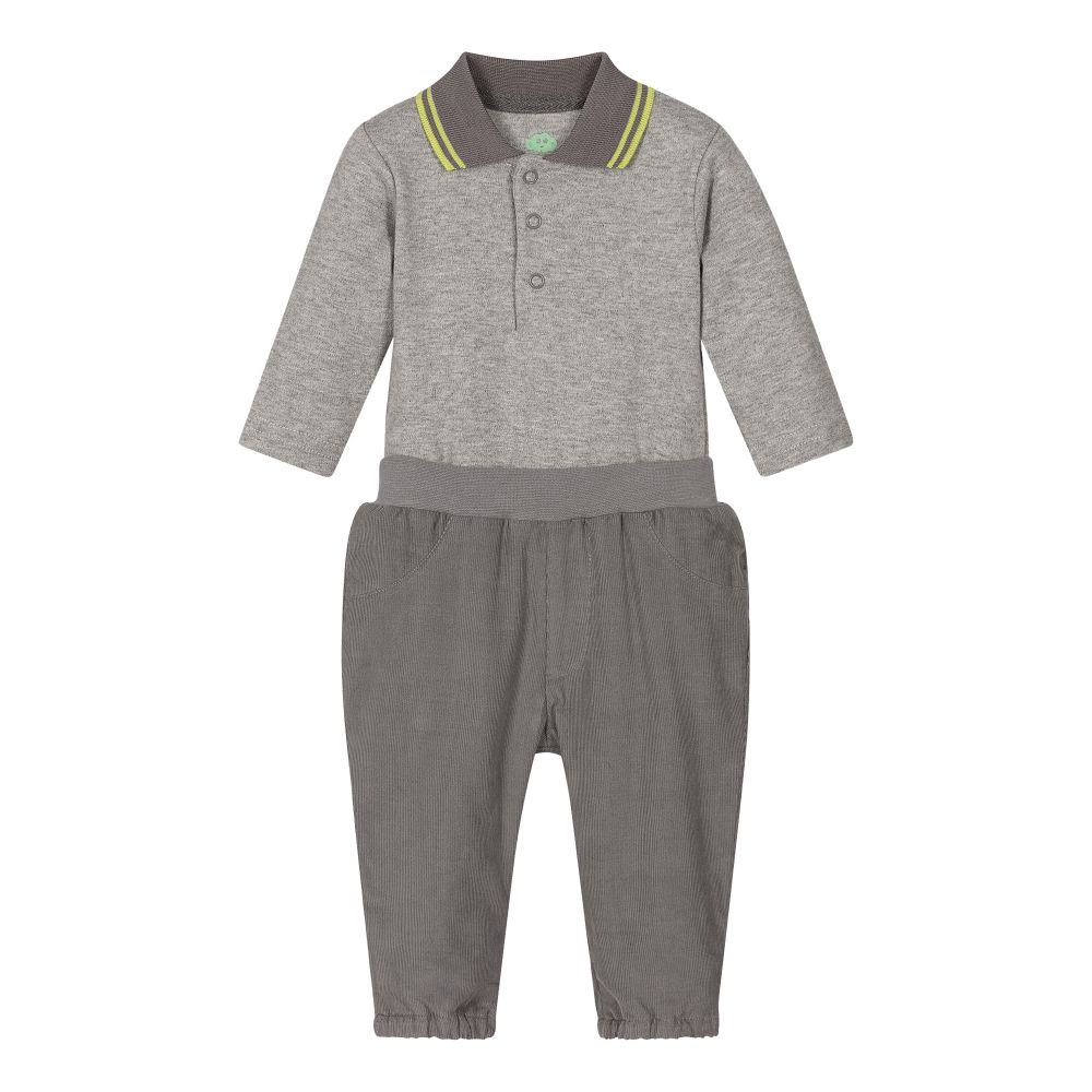 FS Baby - Grey Cotton Trousers Set | Childrensalon