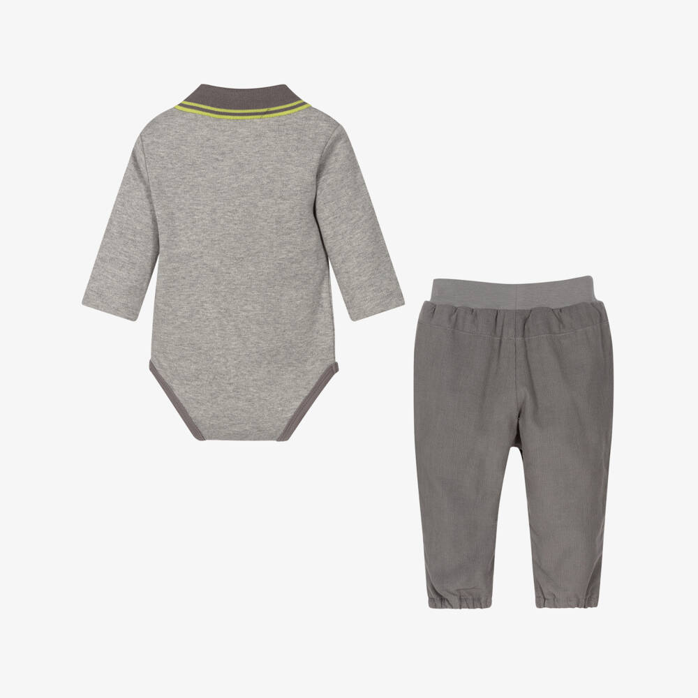 FS Baby-Grey Cotton Trousers Set | Childrensalon Outlet