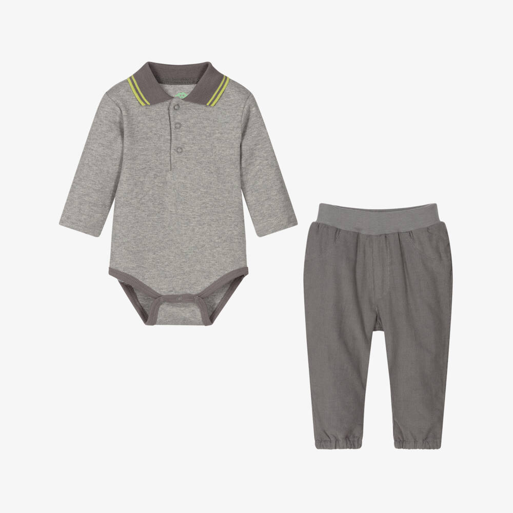 FS Baby-Grey Cotton Trousers Set | Childrensalon Outlet