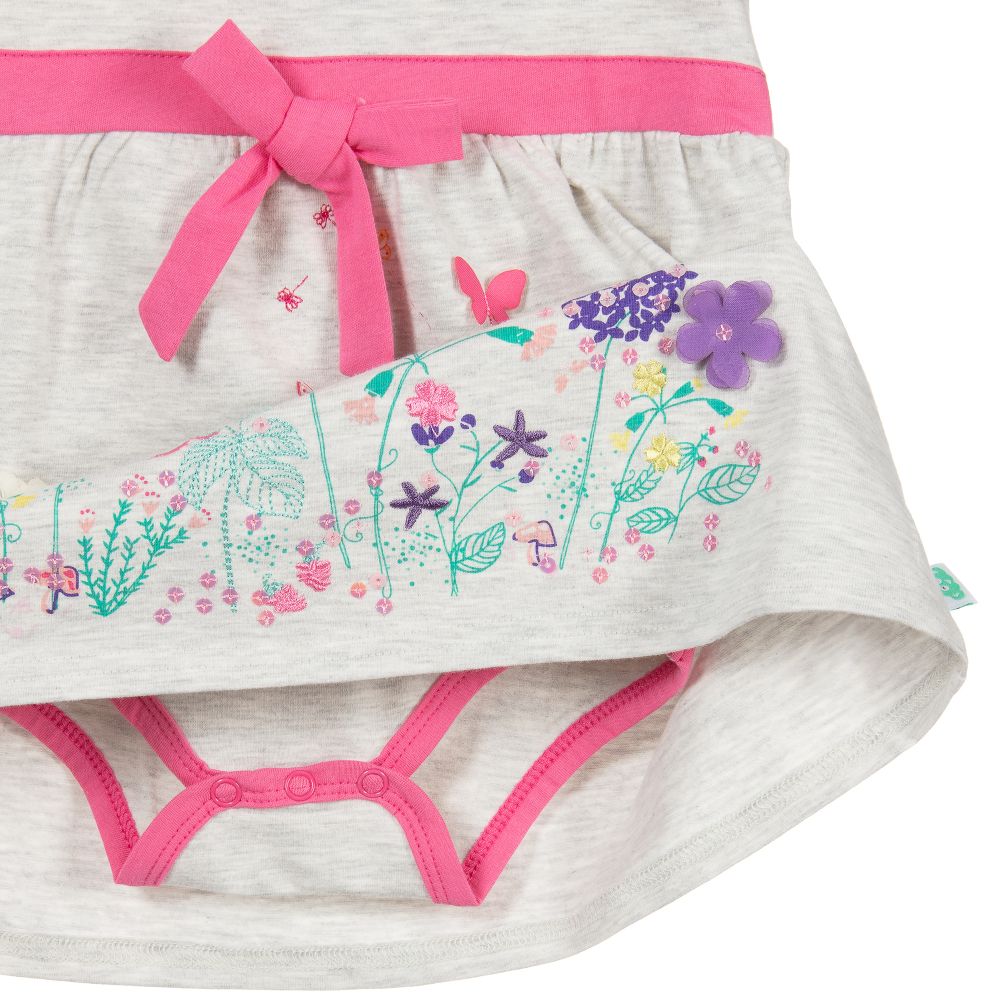 FS Baby-Grey & Pink Cotton Baby Dress | Childrensalon Outlet