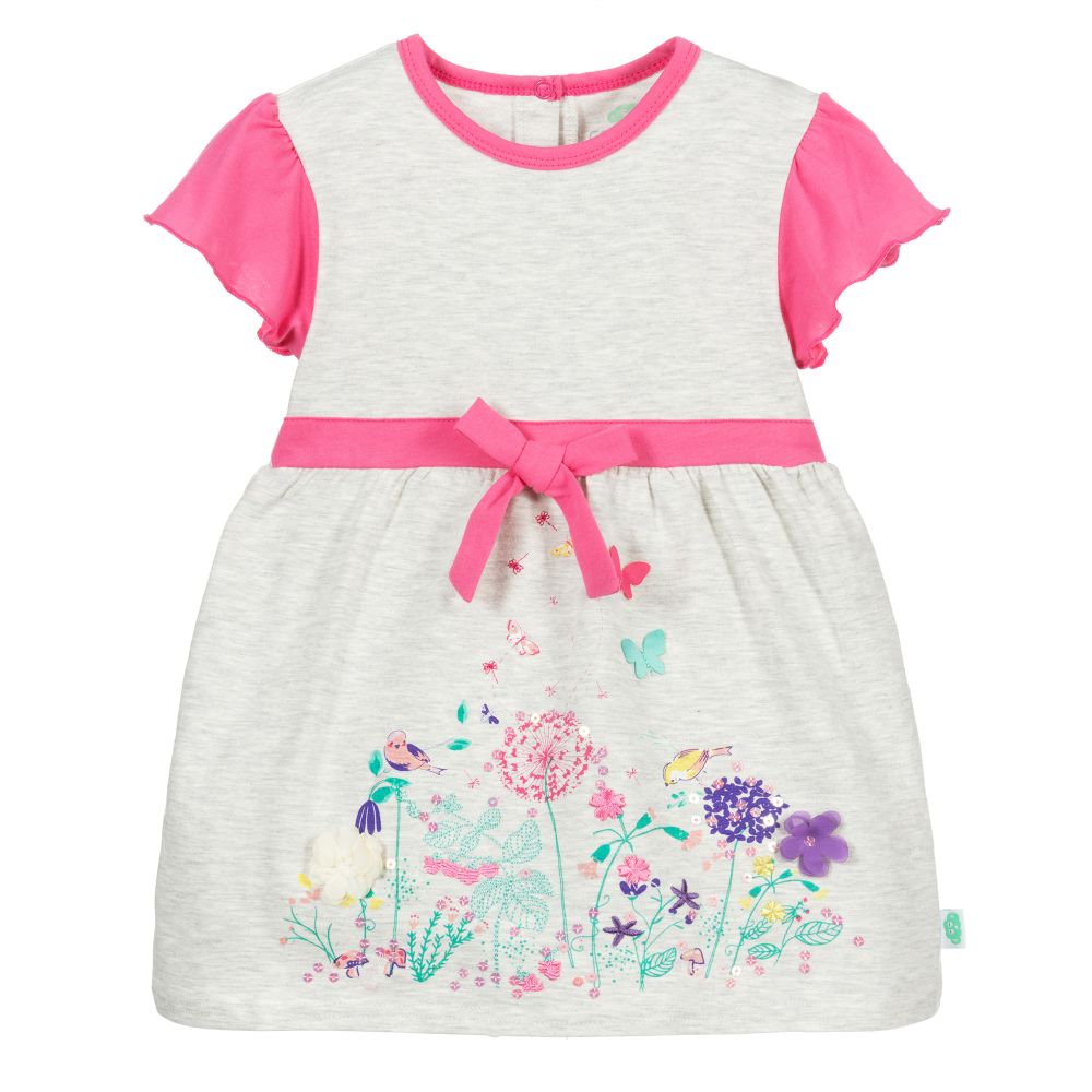FS Baby - Grey & Pink Cotton Baby Dress | Childrensalon