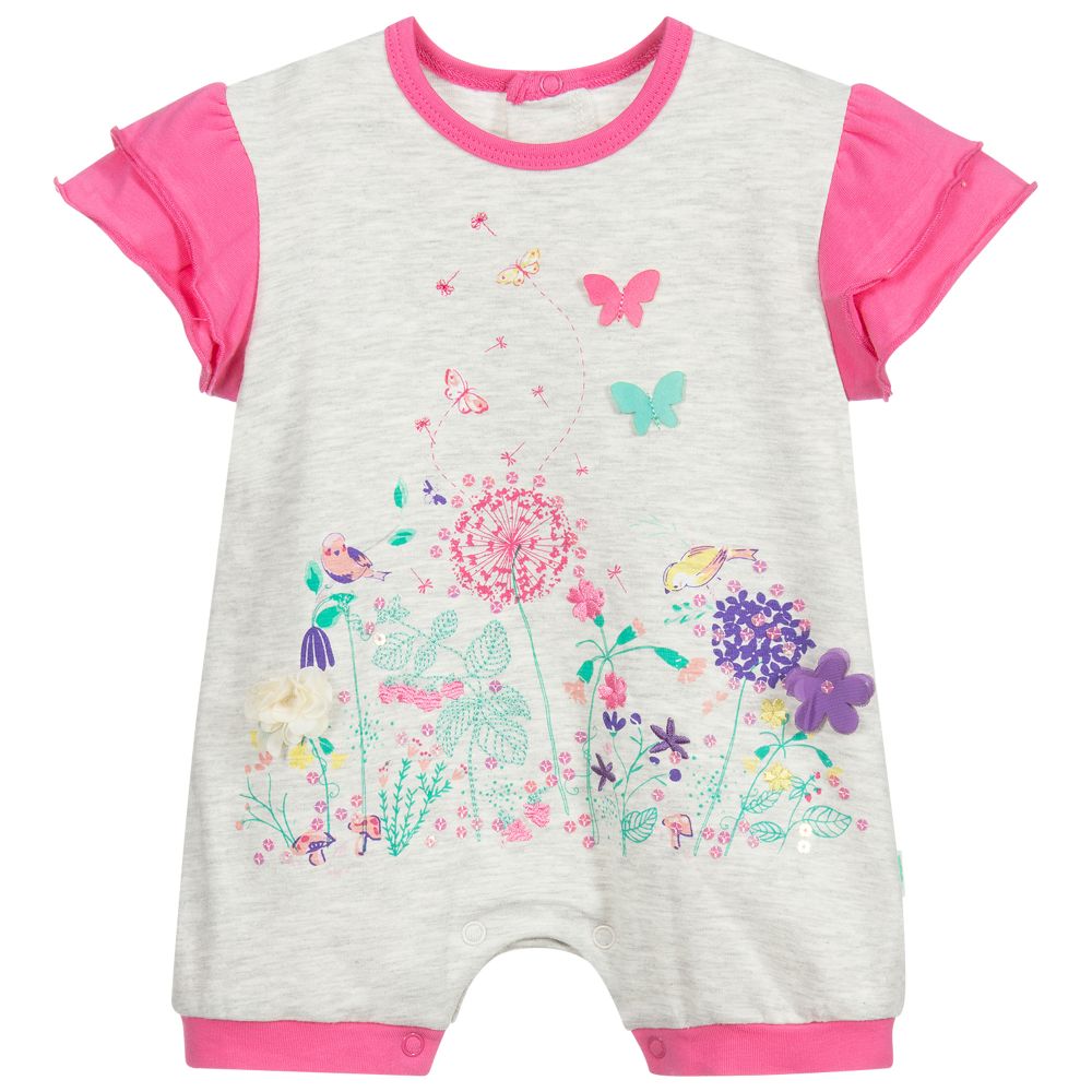 FS Baby - Grey & Pink Cotton Shortie | Childrensalon