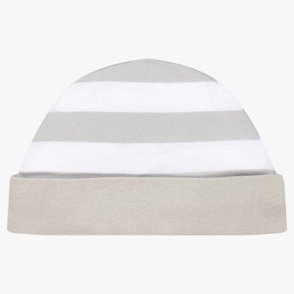 FS Baby-Grey & White Striped Cotton Baby Hat | Childrensalon Outlet