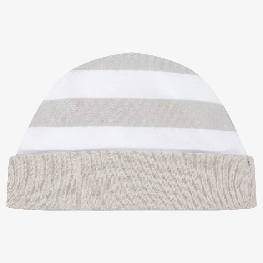 FS Baby - Grey & White Striped Cotton Baby Hat | Childrensalon