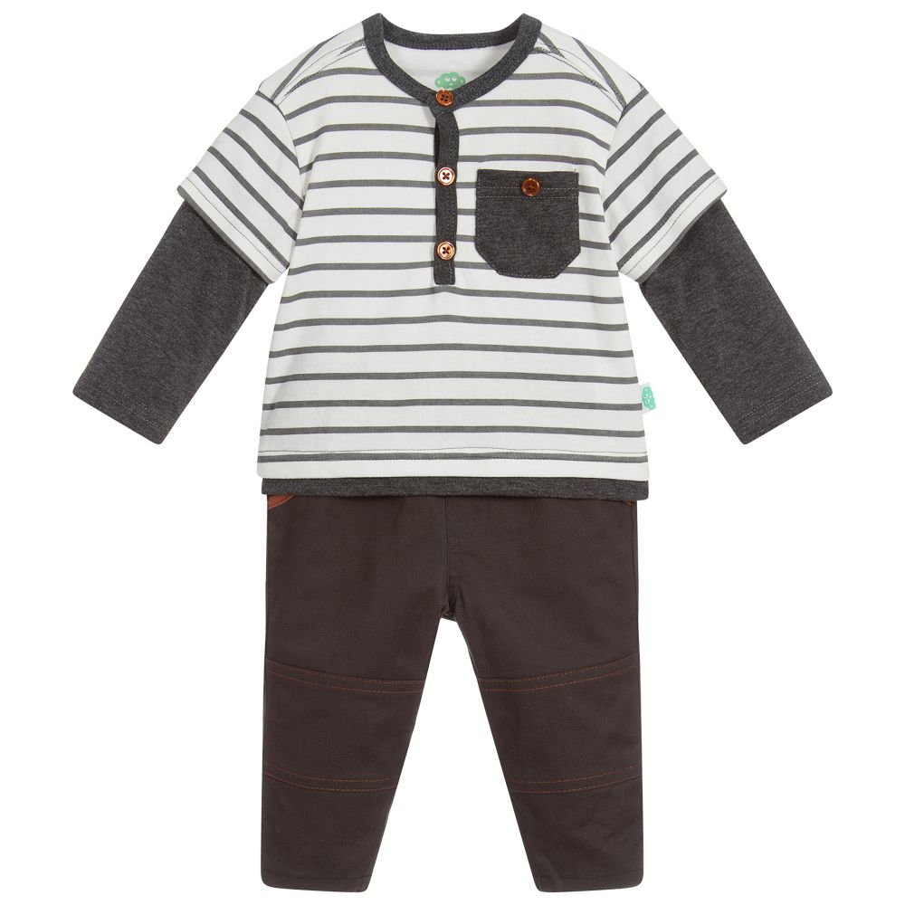 FS Baby - Grey & White Trousers Set | Childrensalon