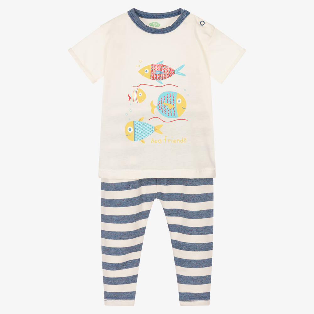 FS Baby - Ivory & Blue Leggings Set | Childrensalon