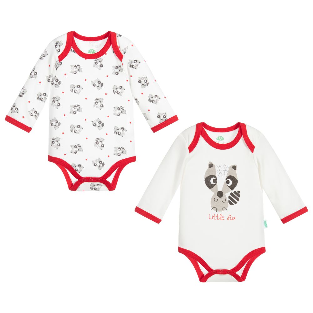 FS Baby - أوفرول بادي قطن لون عاجي وأحمر للمواليد (عدد 2) | Childrensalon
