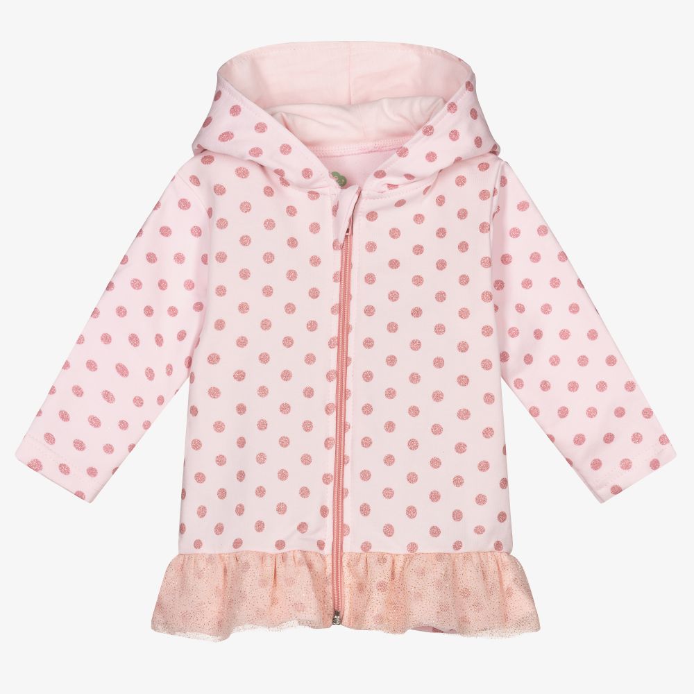 FS Baby - Pink Cotton Zip-Up Hooded Top | Childrensalon