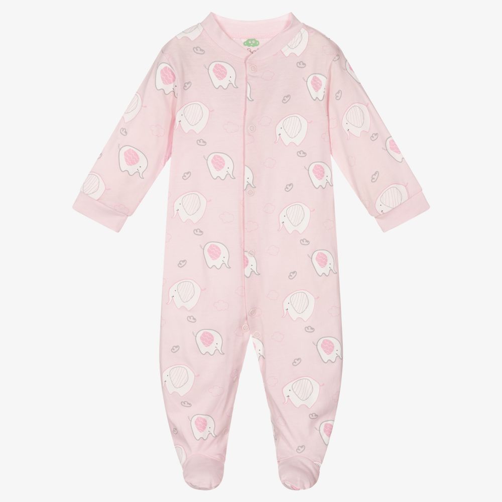 FS Baby Pink Elephant Cotton Babygrow Childrensalon Outlet