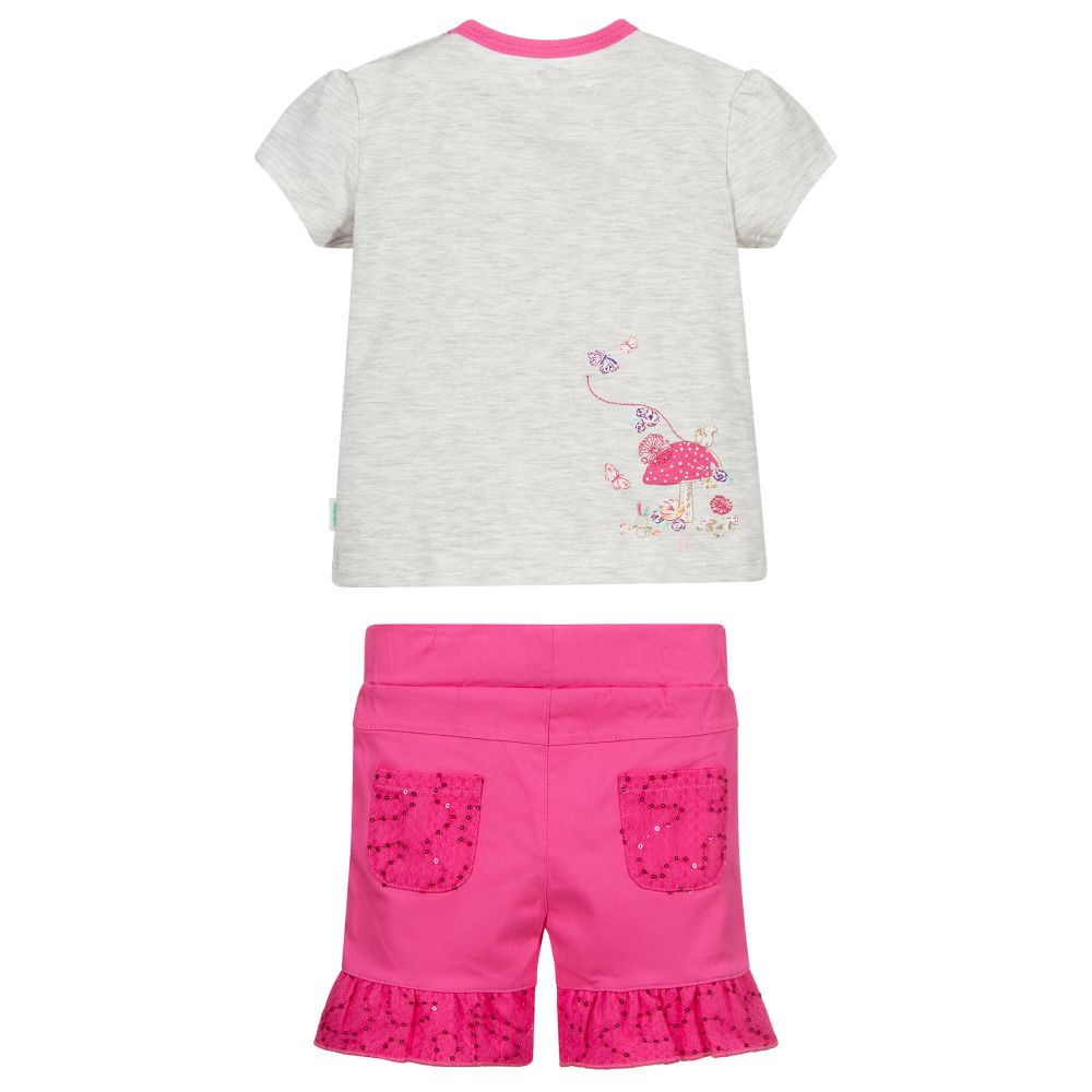 FS Baby-Pink & Grey Cotton Shorts Set | Childrensalon Outlet