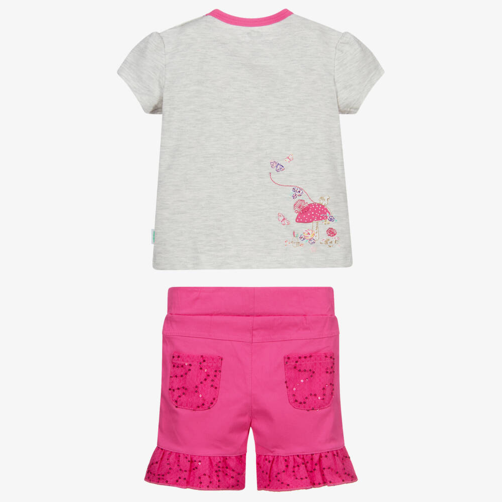 FS Baby-Pink & Grey Cotton Shorts Set | Childrensalon Outlet