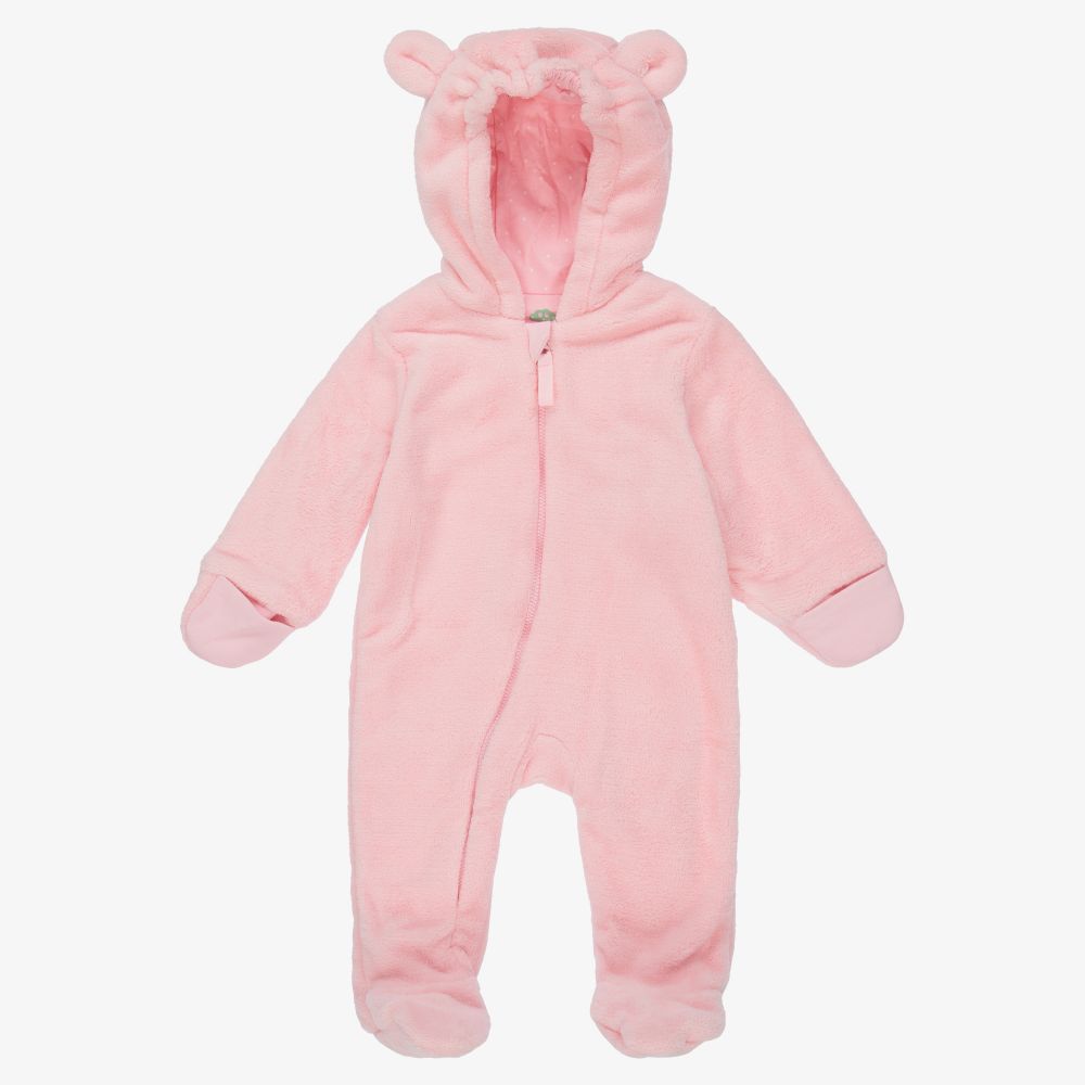 FS Baby - Pink Hooded Plush Pramsuit | Childrensalon
