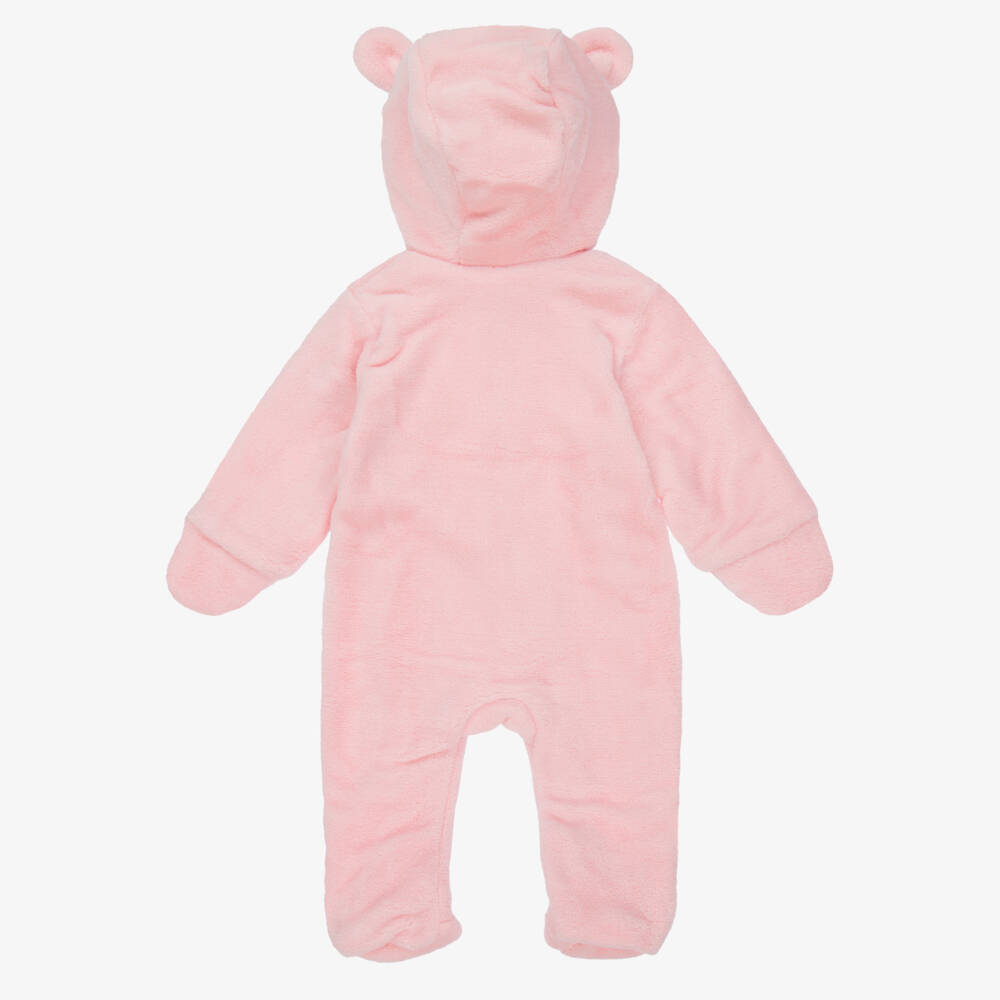 FS Baby-Pink Hooded Plush Pramsuit | Childrensalon Outlet