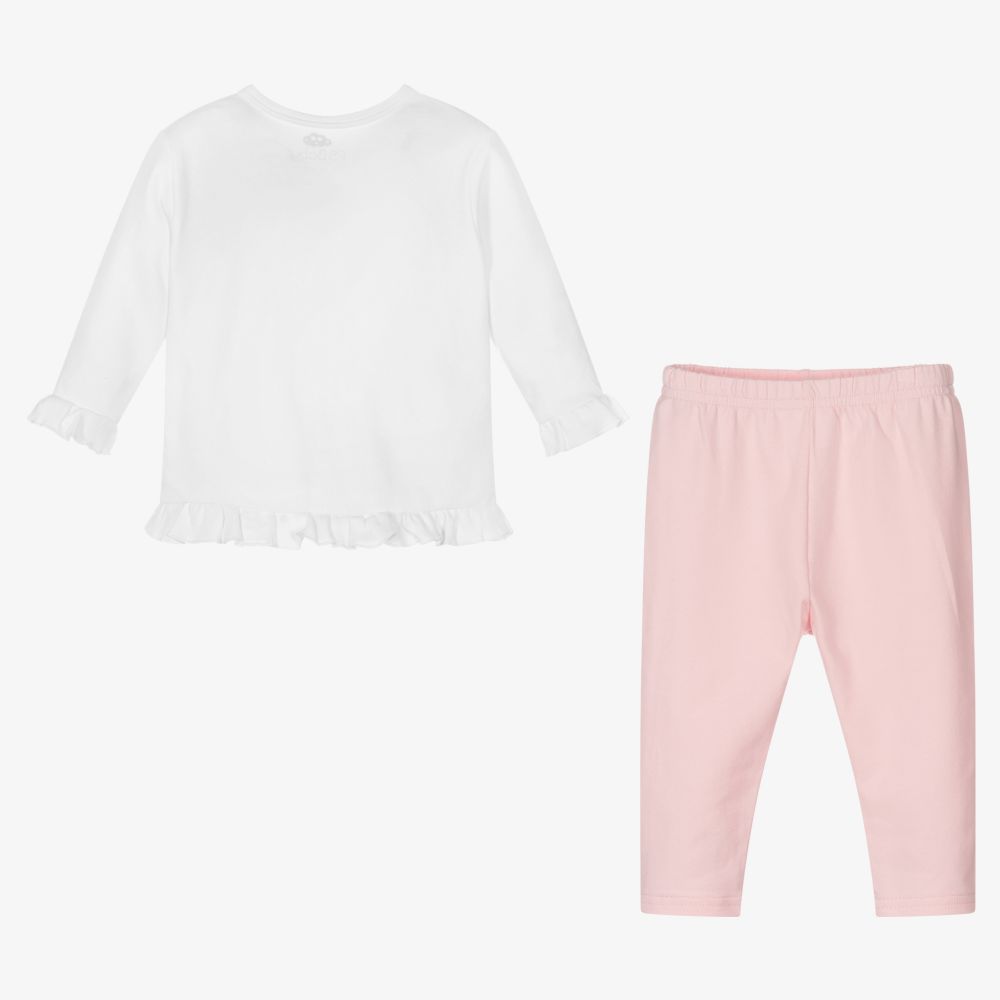 إف إس بيبي-Pink & White Baby Leggings Set | Childrensalon Outlet