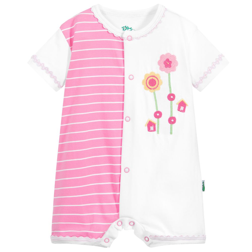 FS Baby - Pink & White Cotton Shortie | Childrensalon