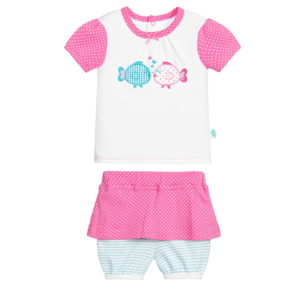 FS Baby-Pink & White Cotton Shorts Set | Childrensalon Outlet