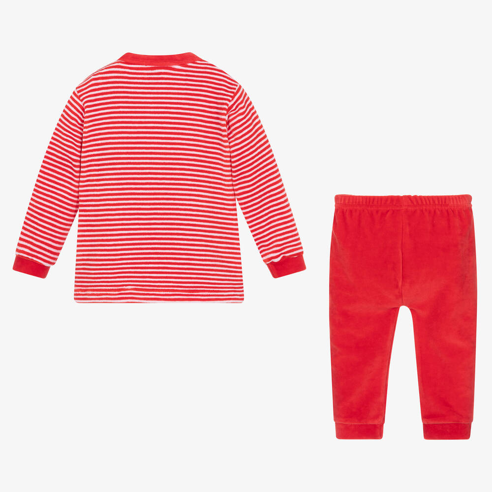 FS Baby-Red Cotton Velour Festive Trouser Set | Childrensalon Outlet