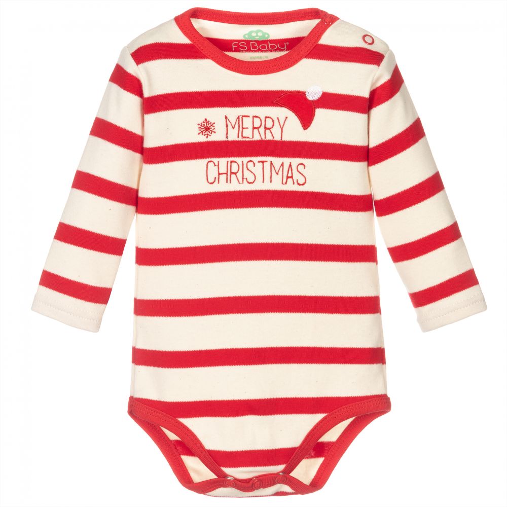 FS Baby - Red Stripe Cotton Bodyvest | Childrensalon