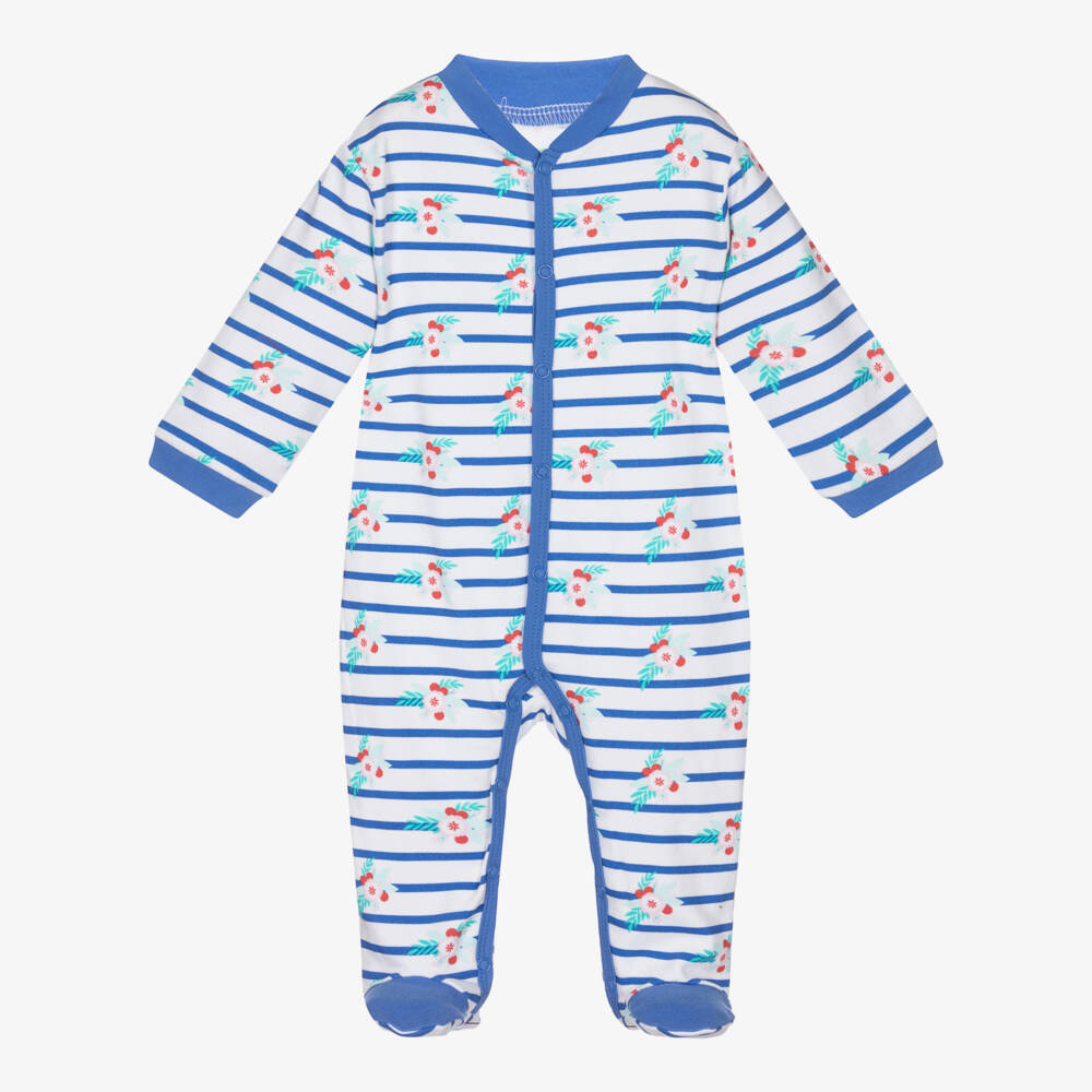 FS Baby-Striped Floral Cotton Babygrow | Childrensalon Outlet