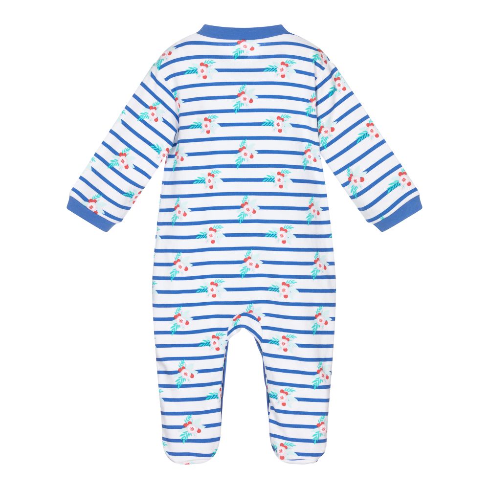 FS Baby-Striped Floral Cotton Babygrow | Childrensalon Outlet