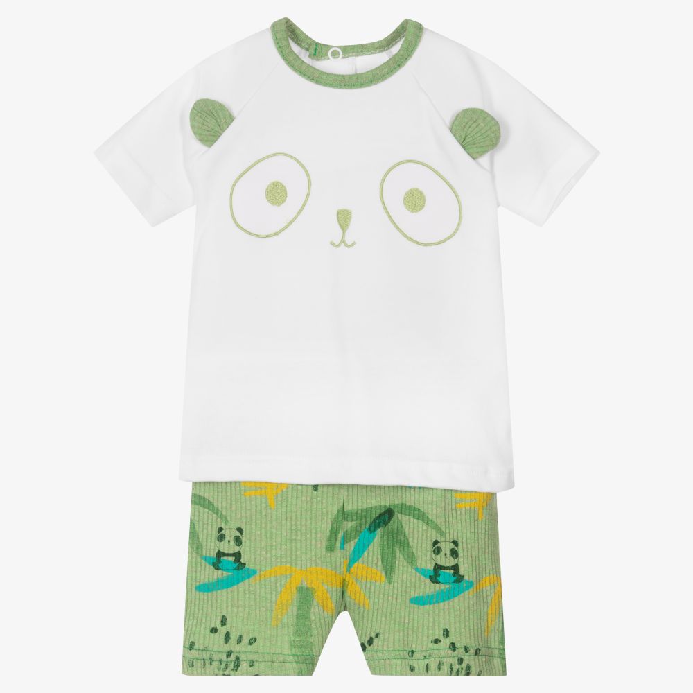 FS Baby - White & Green Baby Shorts Set | Childrensalon